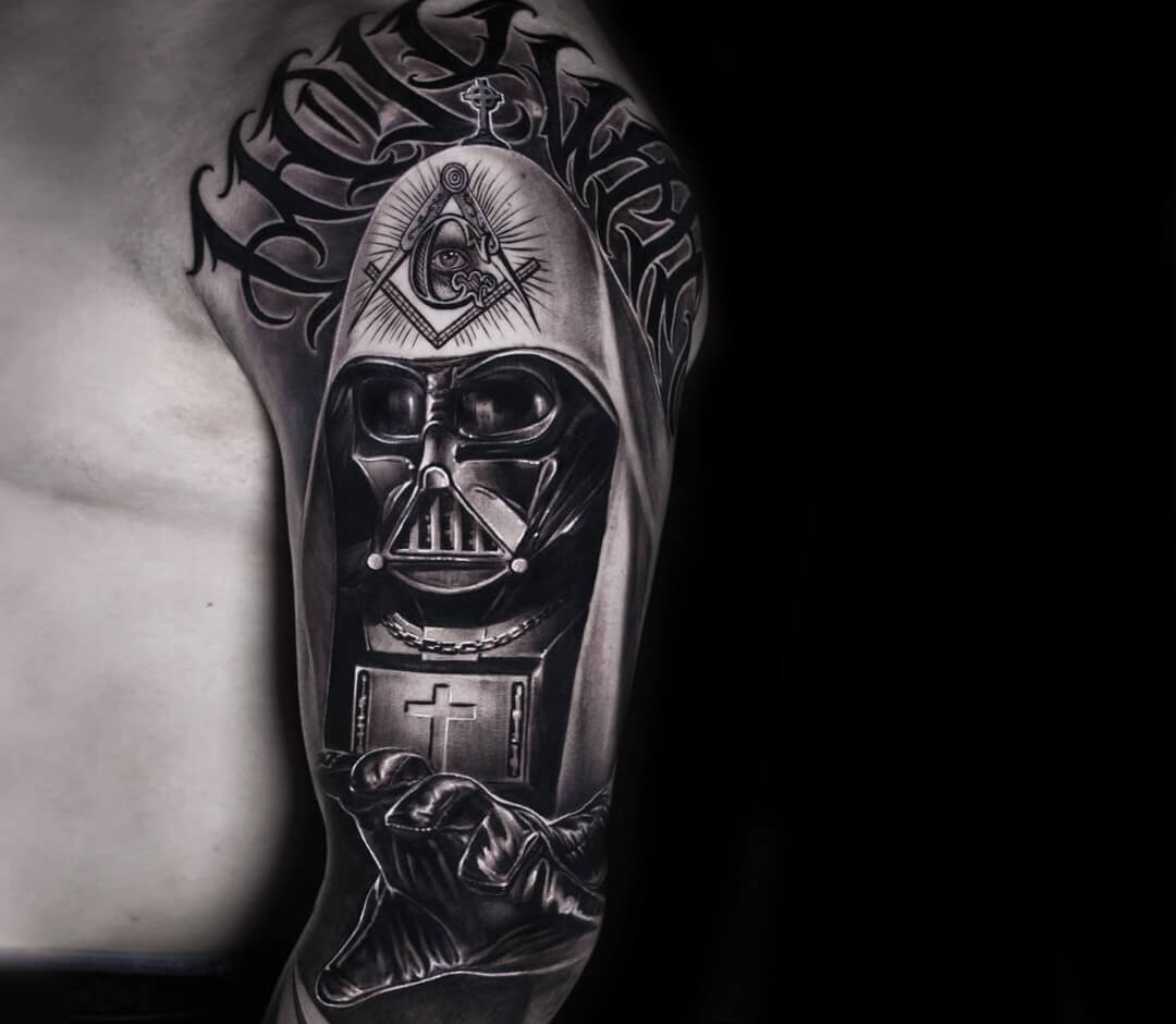 Tattoo photos Gallery. realistic Holy Darth Vader tattoo art Alexander Kolb...