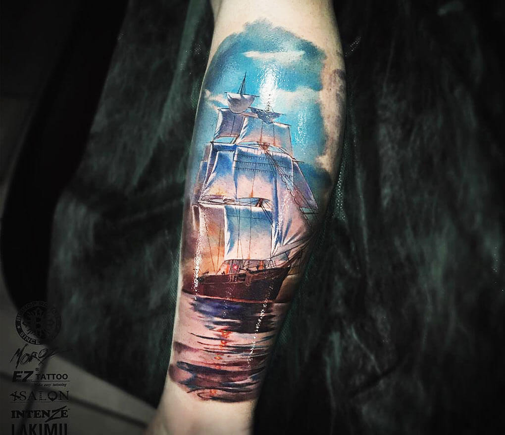 Kraken/Octopus and a Pirate Ship tattoo using kintattoo supply napoleo... |  TikTok