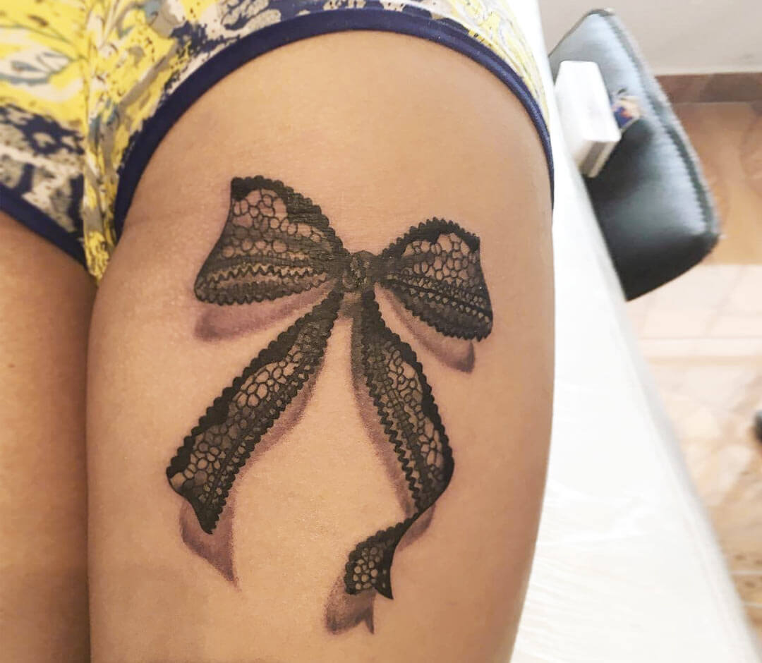 dolores:back-leg-bows-sexy-leg-tattoo-lace-bows-blackngrey