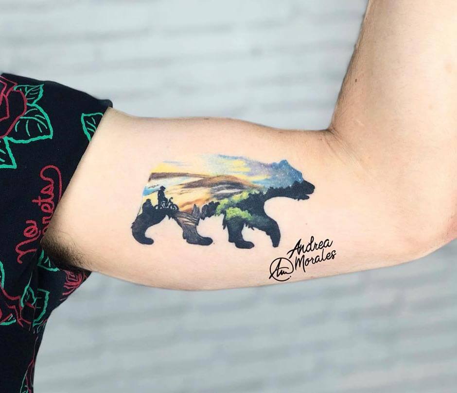 Bear and Mountain tattoo by Andrea Morales | Photo 26596