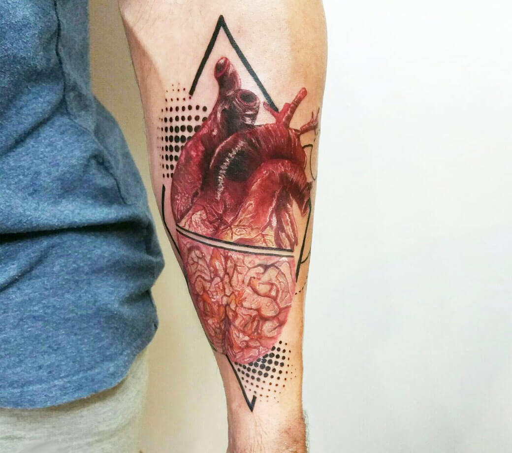 brain and heart tattoo