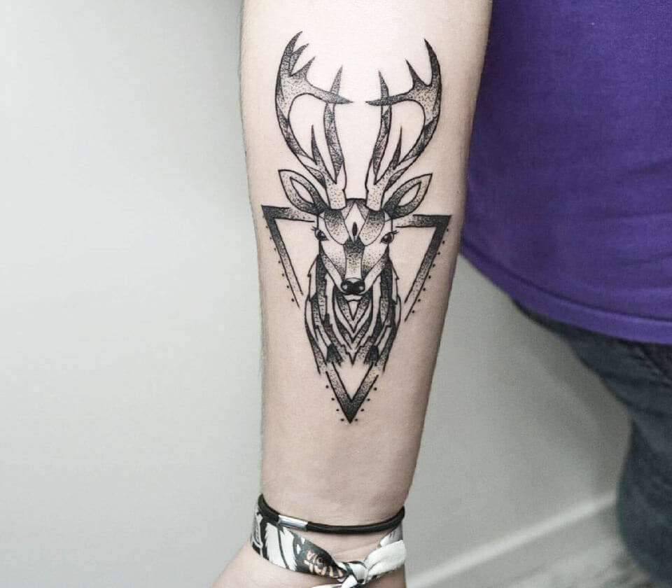 geometric stag tattoo by Skeleton Man : TattooNOW