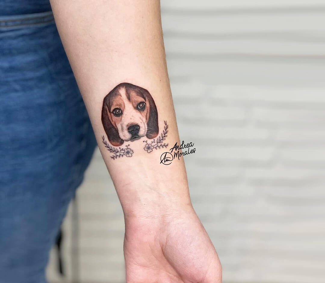 Premium Vector  Cute pug dog tattoo artist with skull illustration