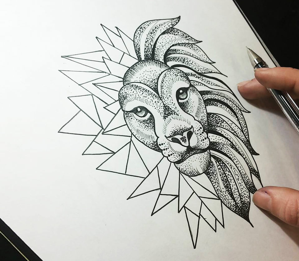 Dot Lion head Design drawing by Andrea Morales | Photo 17616