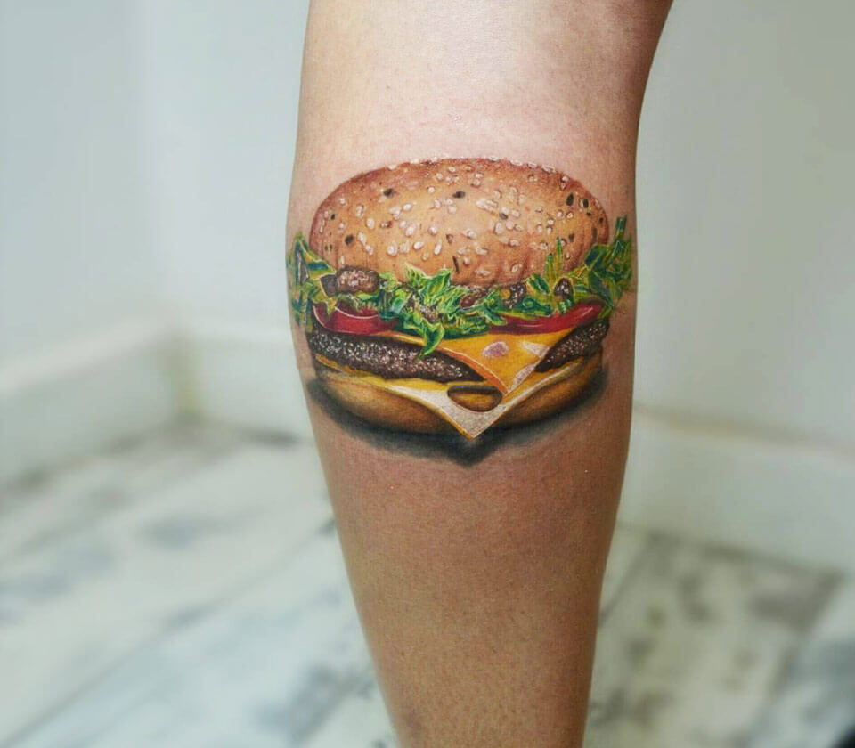 Hamburger tattoo by Andrea Morales Photo 17632