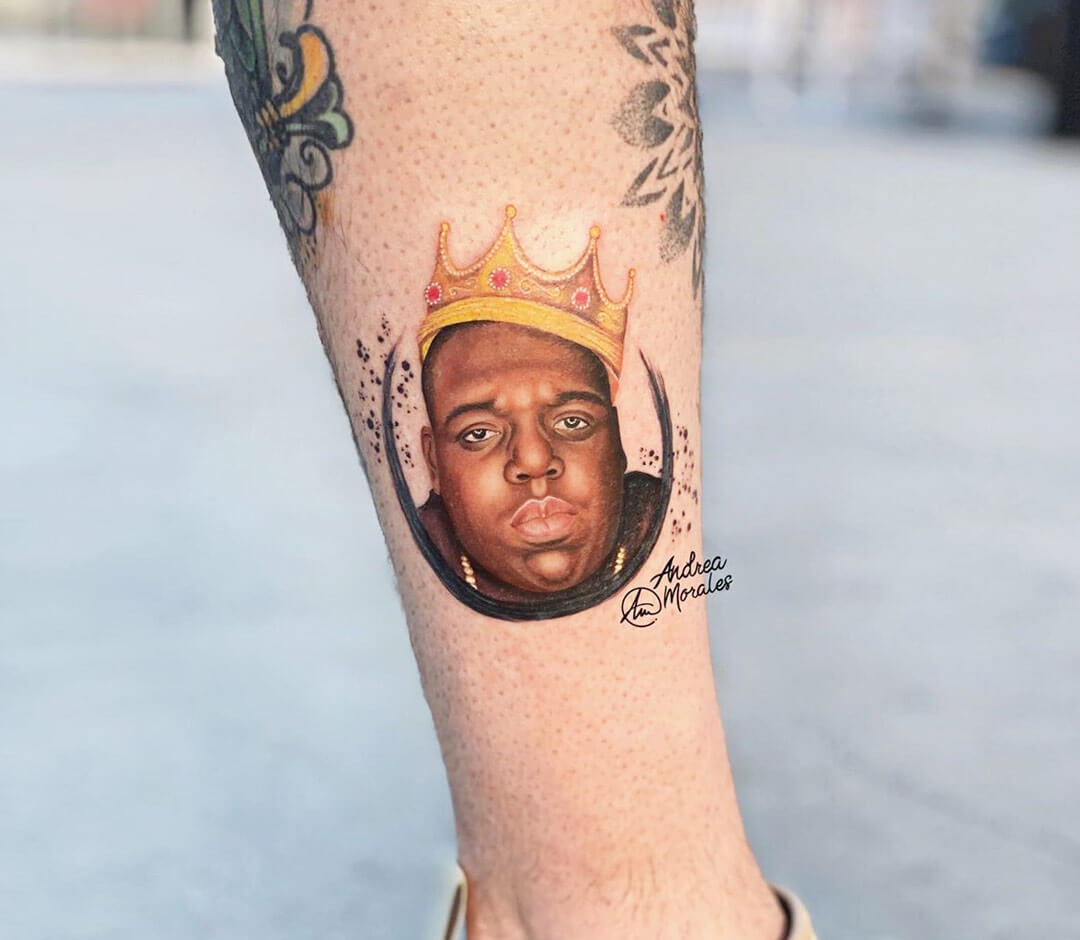 Notorious BIG tattoo by Andrea Morales