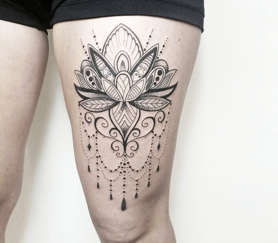 Artistic Black & White Multilayer Mandala Lotus Flower Temporary Tattoo  Sticker - Shop LAZY DUO TATTOO Temporary Tattoos - Pinkoi