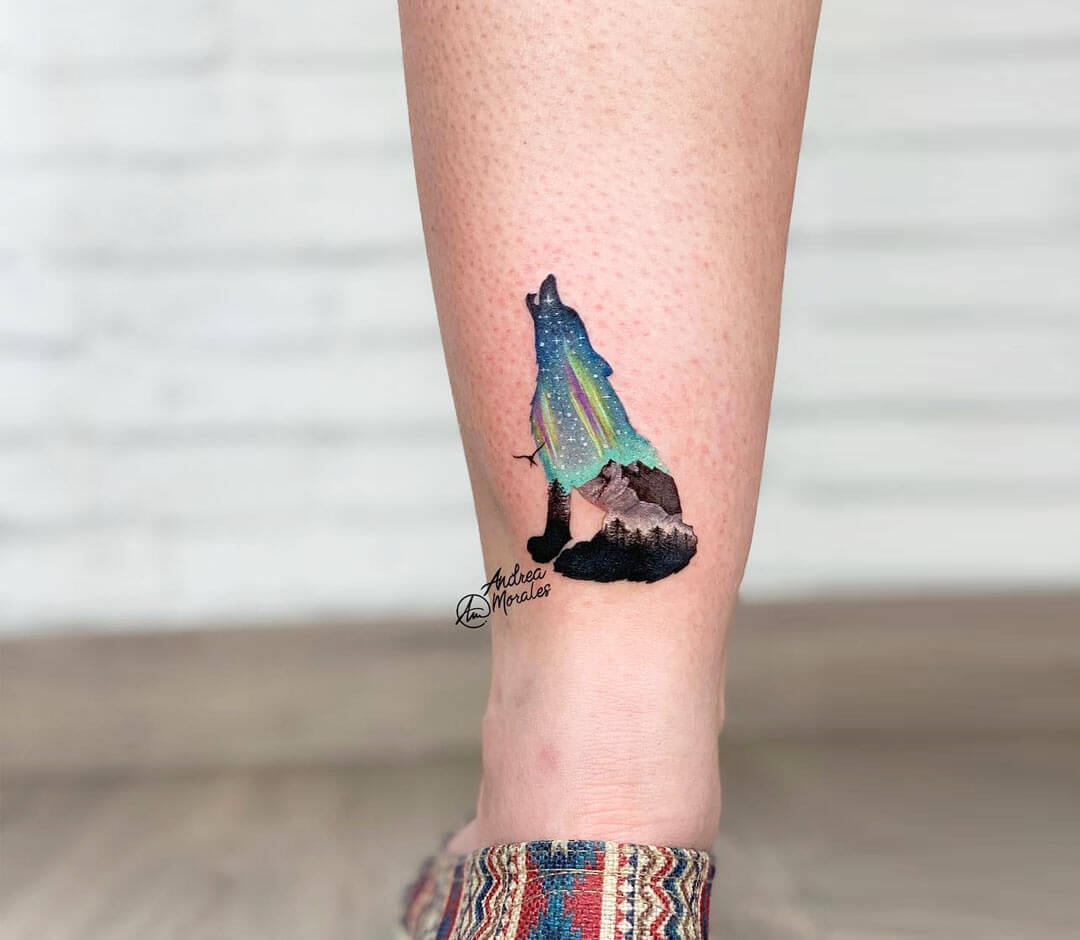 Wolf bunny and mountain tattoo by Bianka Tattoo  Post 24699