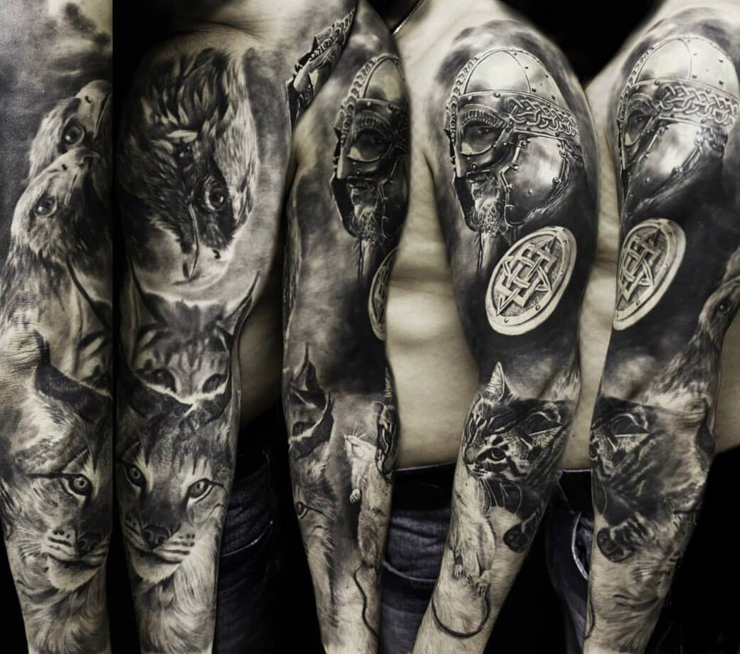 100 Colorful Samurai Warrior Sleeve Tattoo Design png  jpg 2023