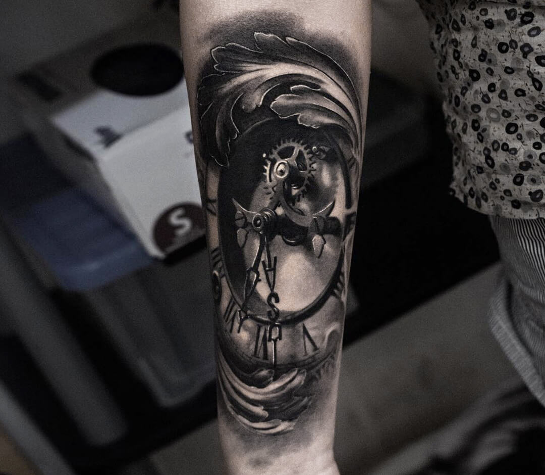 3d clock tattoo by Andrey Stepanov | Photo 28464