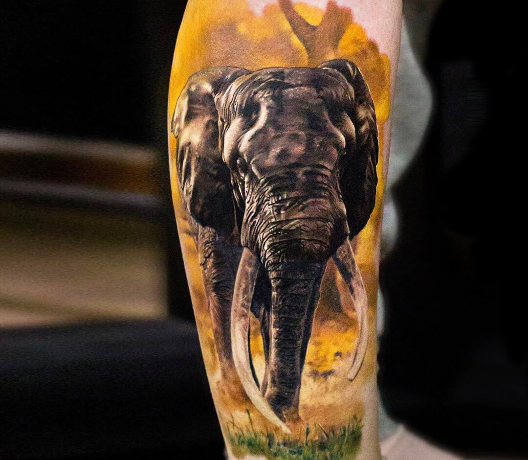 Elephant tattoo by Andrey Stepanov | Photo 28307