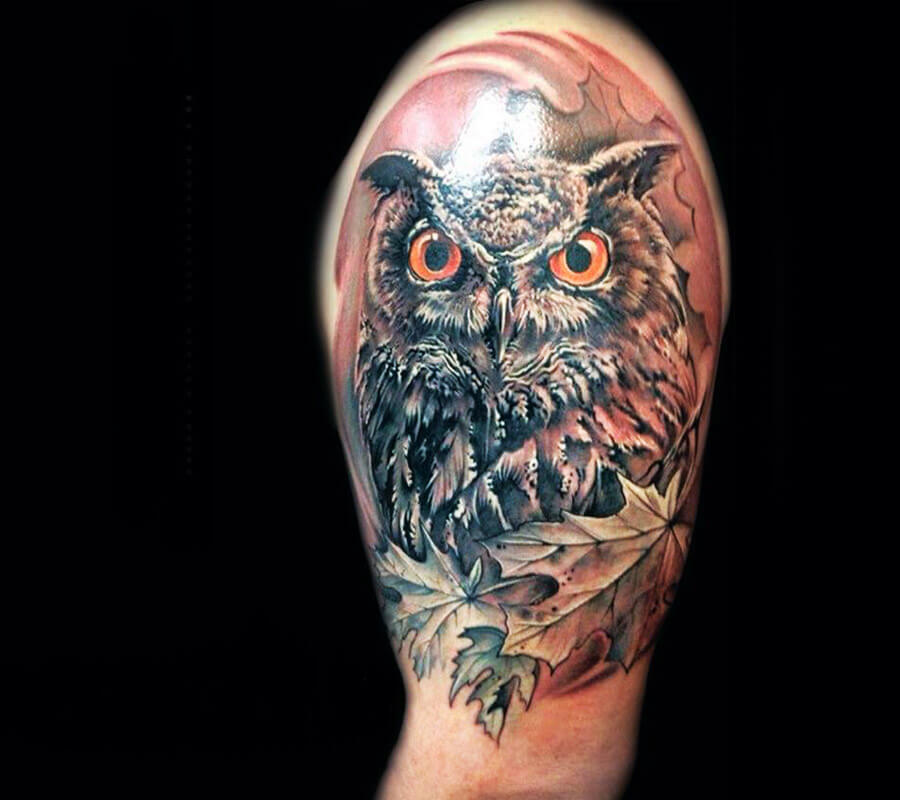 realistic owl tattoos for men