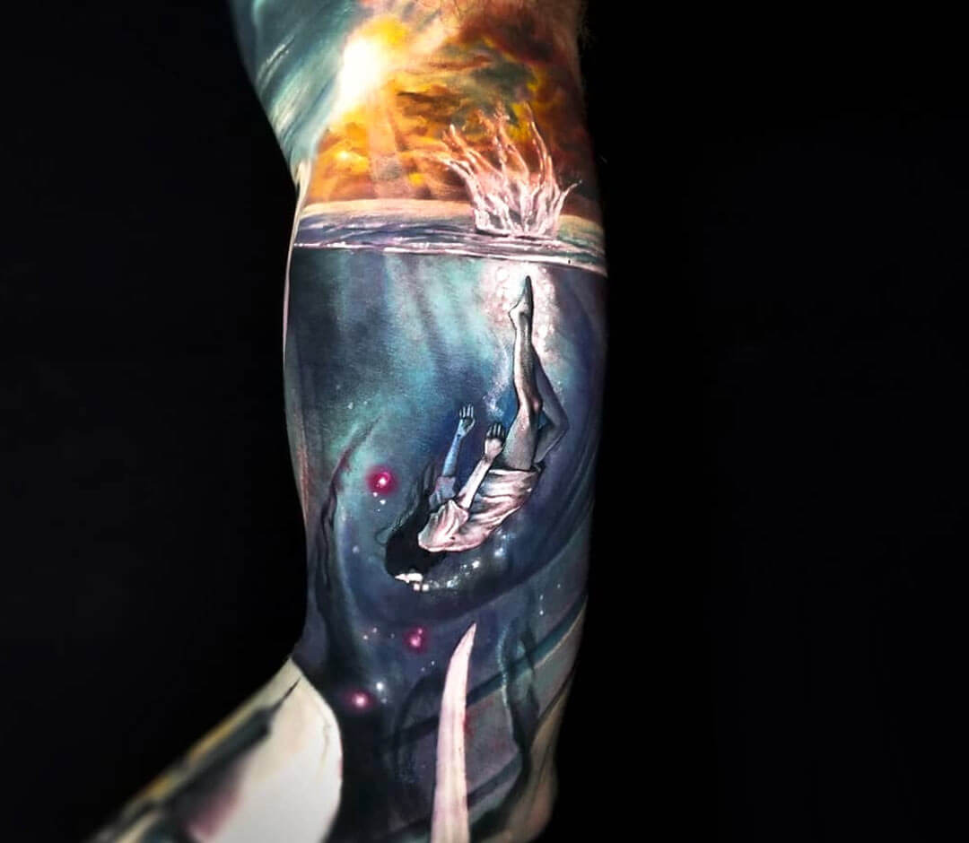 Diving tattoo by Arlo Tattoos