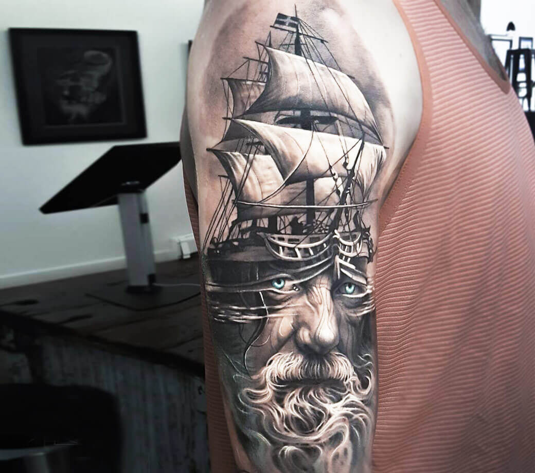 Traditional Tattoo Sailing Ship, Clipper Ship Illustration - Ship Tattoo  Traditional - Pin | TeePublic