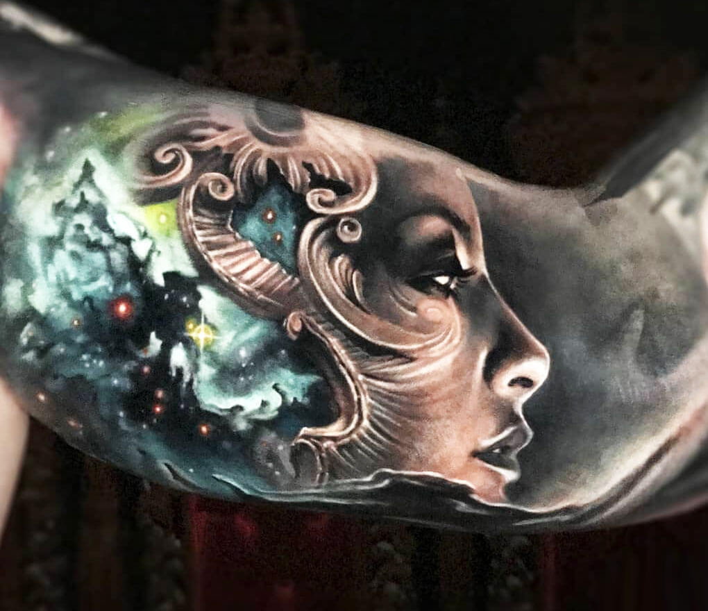 realistic space tattoo