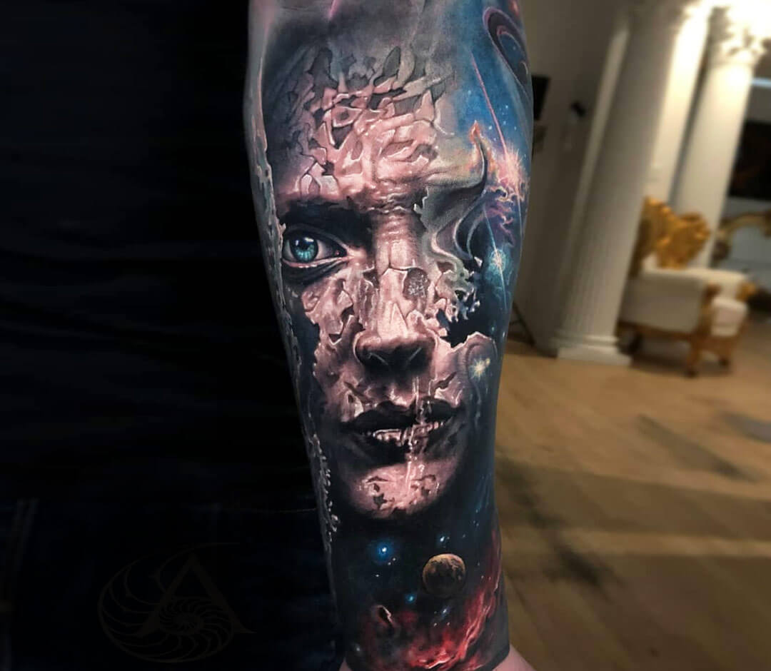 realistic space tattoo