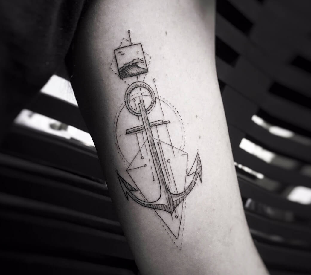 Tattoo tagged with: single needle, nautical, dcm, travel, facebook, anchor,  wrist, twitter, inner forearm, medium size | inked-app.com