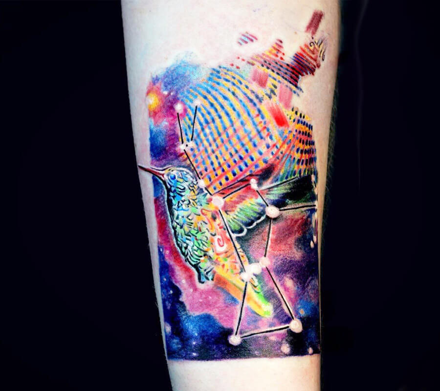 artist bartt tattoo hummingbird and orion constellation tattoo 17168131044