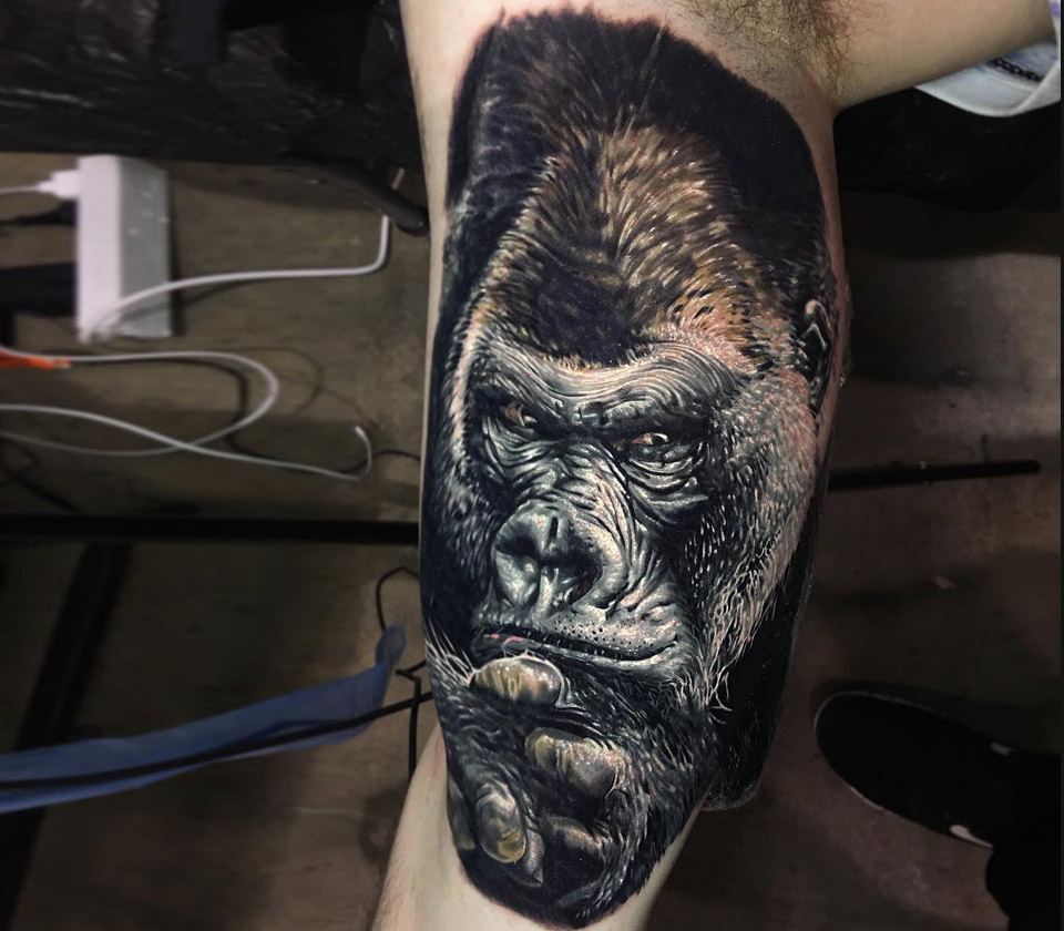 realistic gorilla tattoo