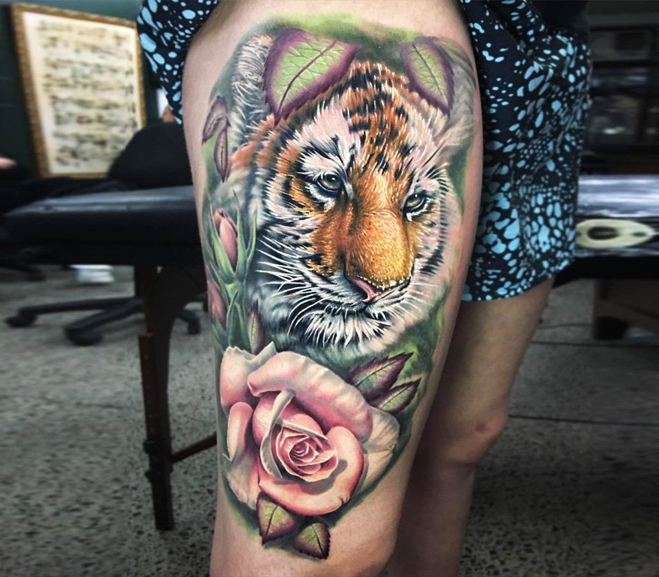 Tiger Rose Tattoo  Etsy