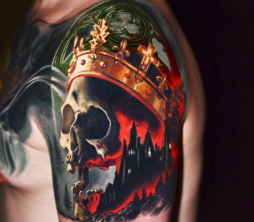 King Skull by me, Lee Mullen at Electric Vision in Seattle, WA : r/tattoos