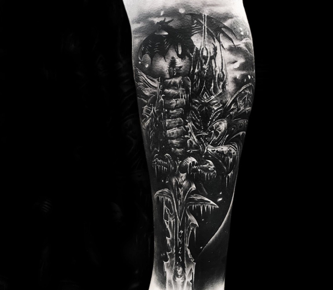 The Lich King tattoo by Benjamin Blvckout. 