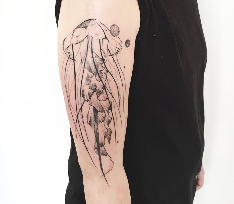 artist block tattoo jellyfish tattoo 17141113658
