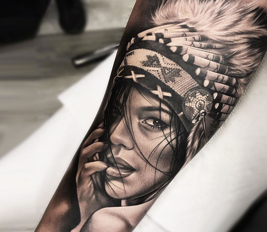 prompthunt tattoo design on white background of a beautiful girl warrior  roses hyper realistic realism tattoo by eliot kohek beautiful eyes  realistic face black and white