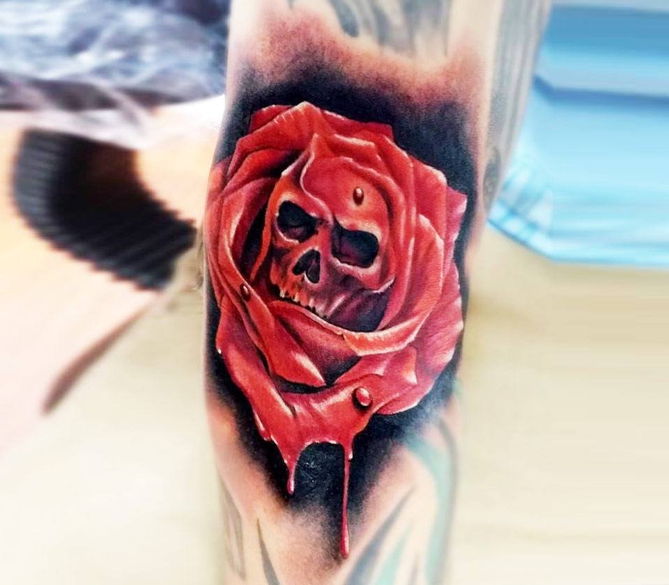 Beautiful Black and Gray Rose and Skull Tattoos by Bobby Loveridge   Tattoodo