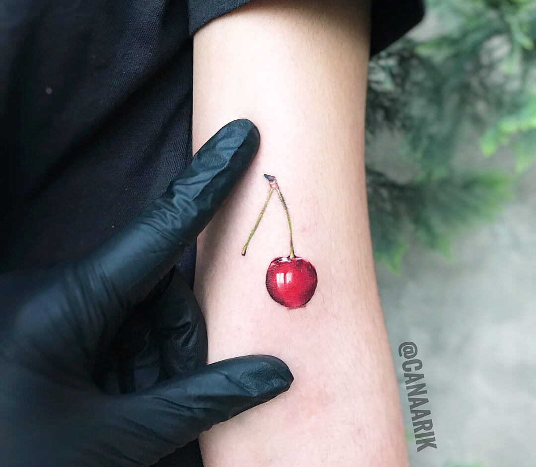 Tiny cherry tattoo  Tattoo Designs for Women  Tiny cherry tattoo  Fruit