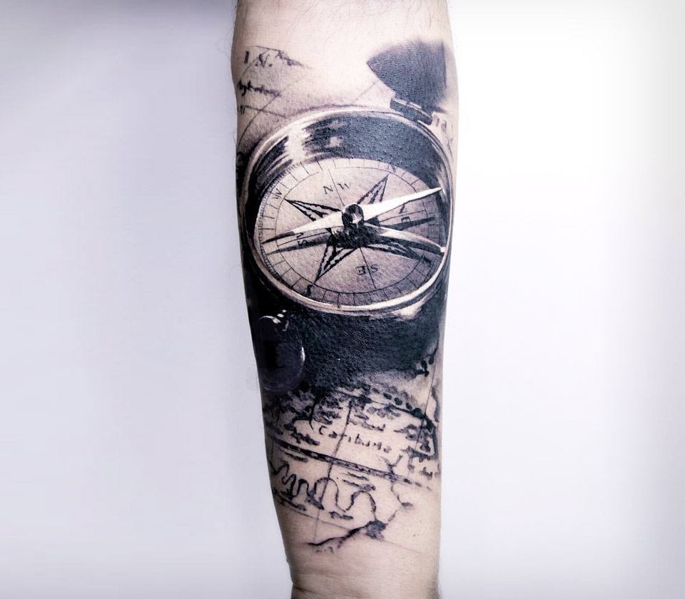Realism Compass Tattoo Idea  BlackInk