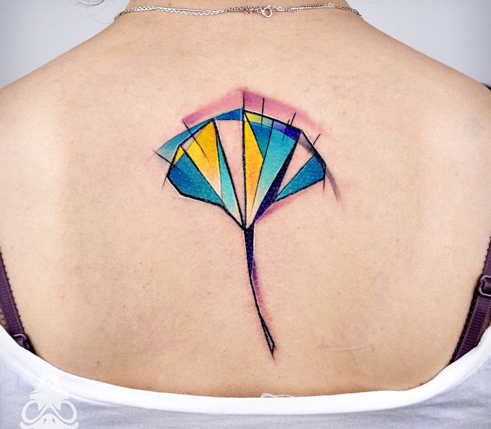 Abstract Colorful Dandelion Tattoo, an art acrylic by Sebastian Grafmann -  INPRNT