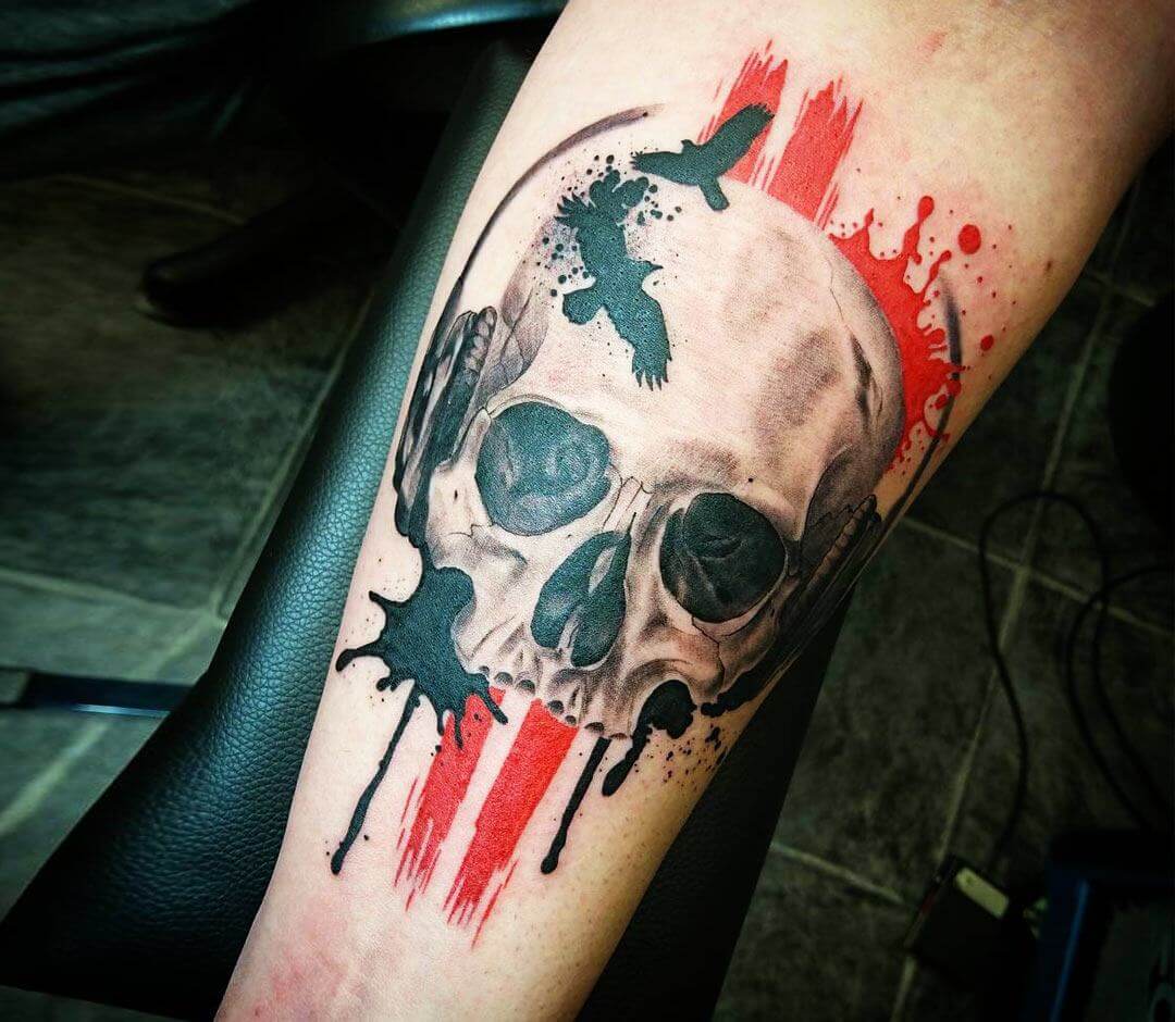 Skull with Headphone tattoo by Casimir Nyblom | Photo 24005