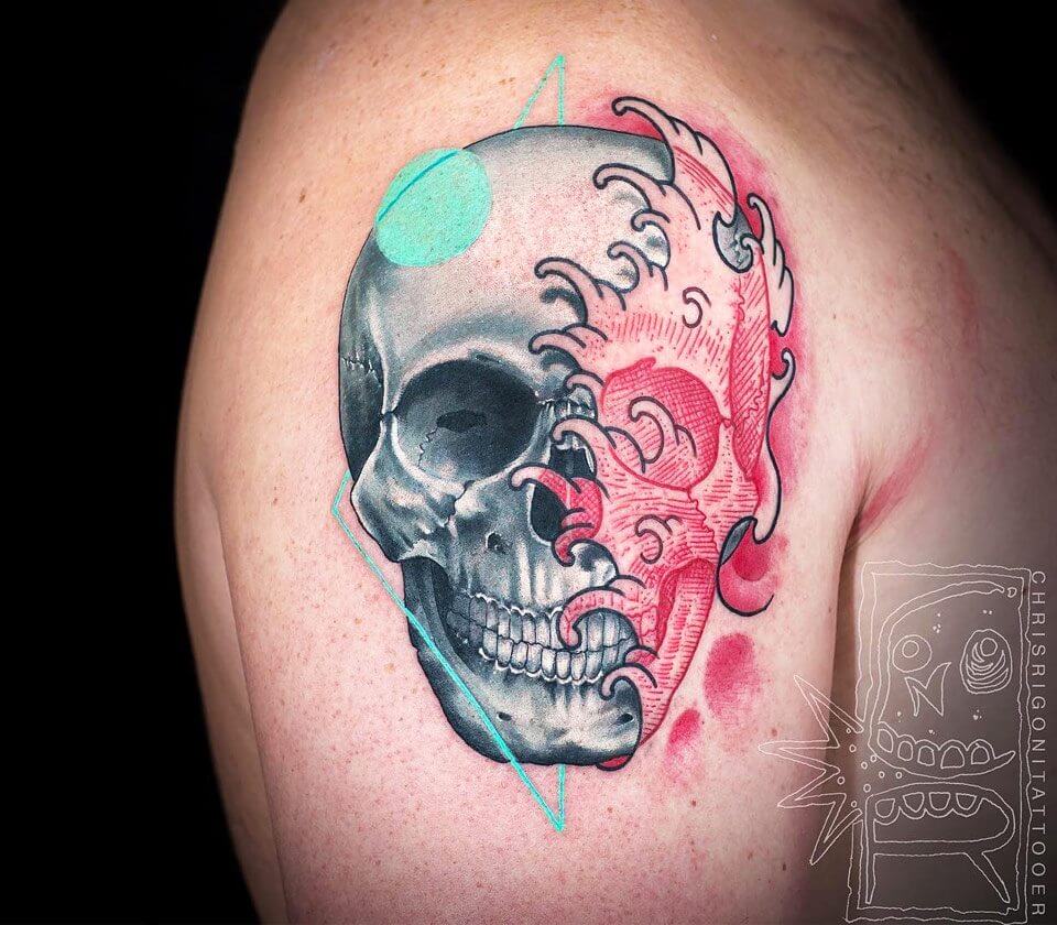 tattoo by A.d. Pancho | Floral skull tattoos, Skull tattoo, Watercolor  tattoo sleeve