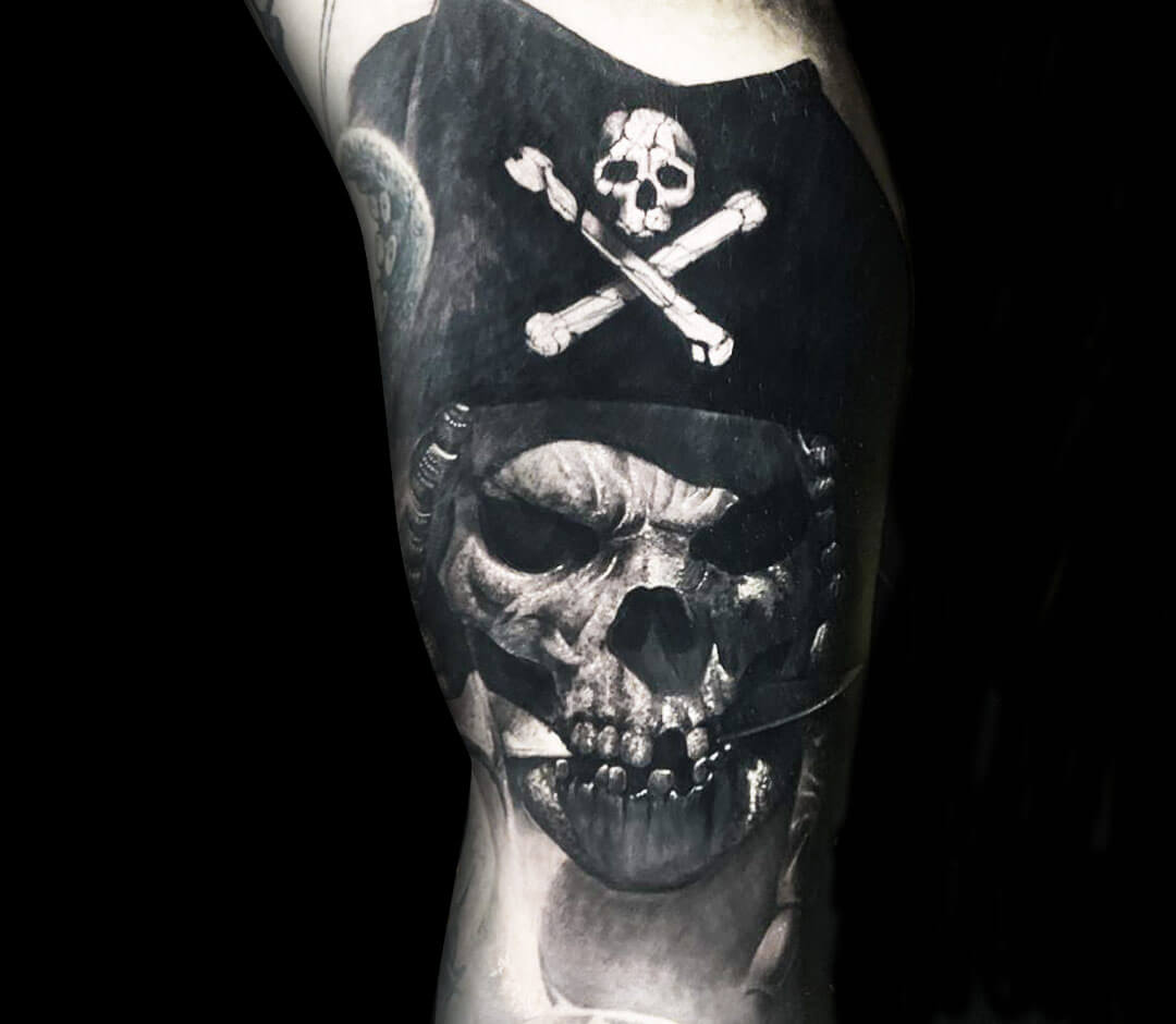 Premium Vector | Pirate skull tattoo design