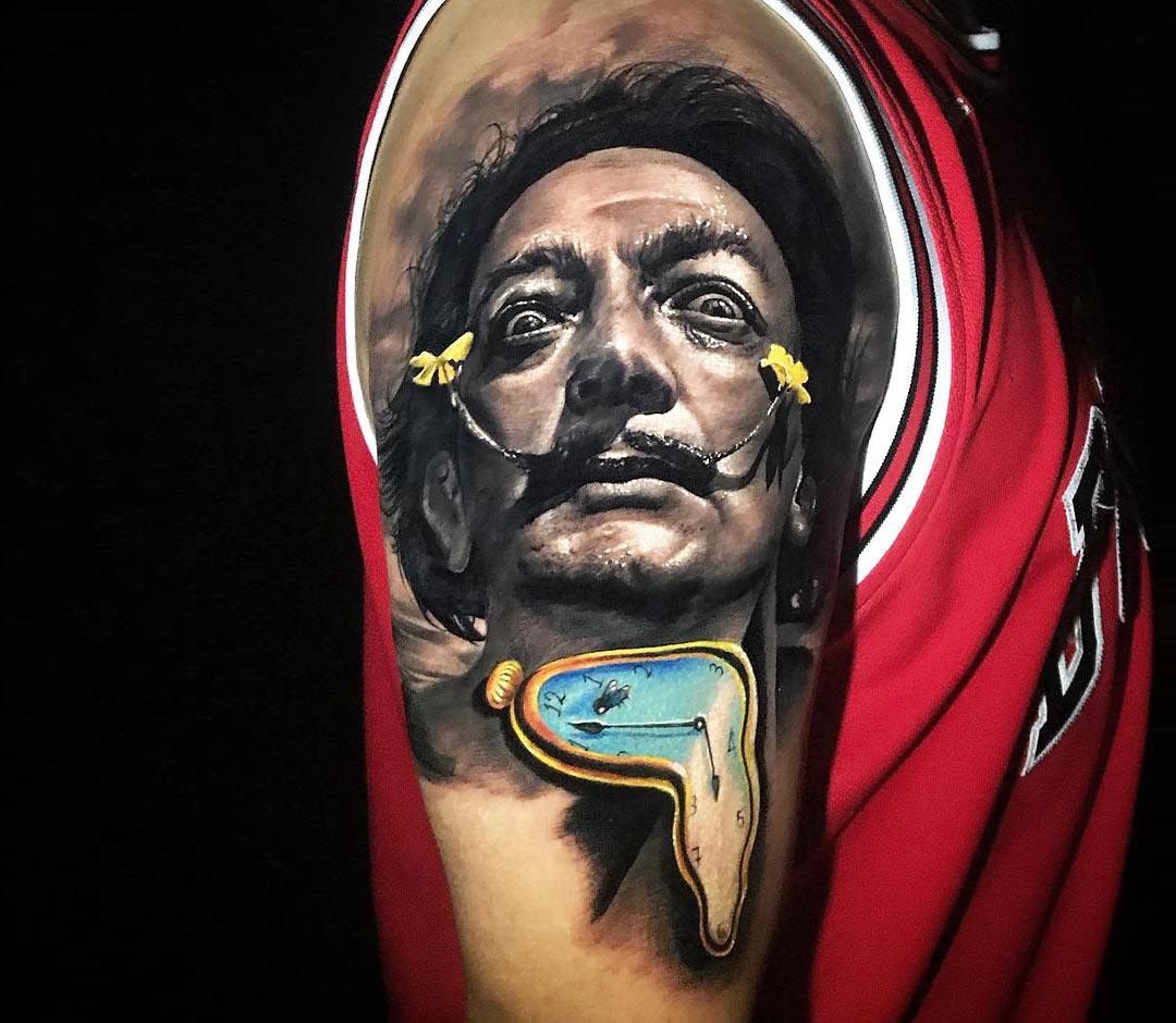 Тата дам. Salvador Dali Tattoo. Сальвадор дали тату арт. Тату Сальвадор дали реализм. Тату рукав Сальвадор дали.