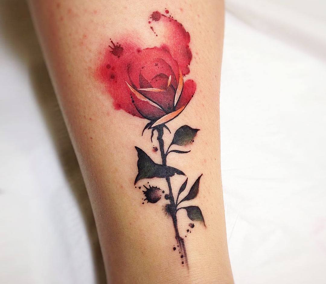 Watercolor Rose Tattoo Design Kiss Cut Sticker  MechanicalKayla