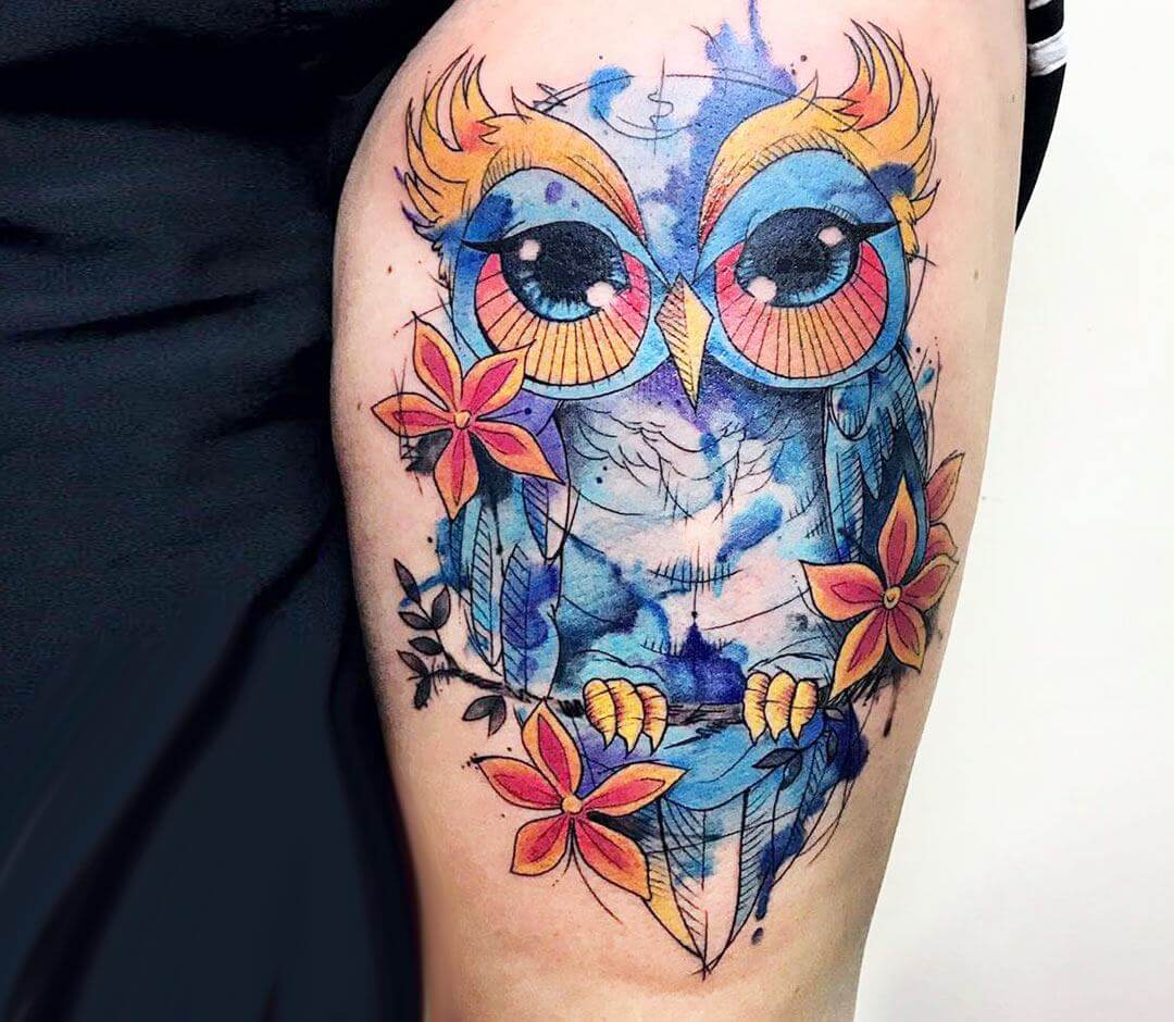 Tattoo uploaded by Spacey Reach • Owl cartoon tattoo color • Tattoodo
