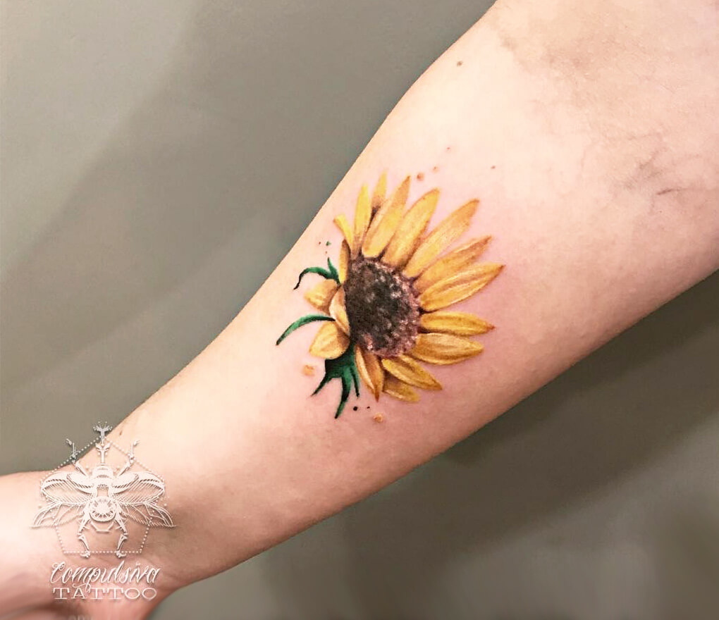 artist compulsiva tattoo sunflower tattoo 19158081028