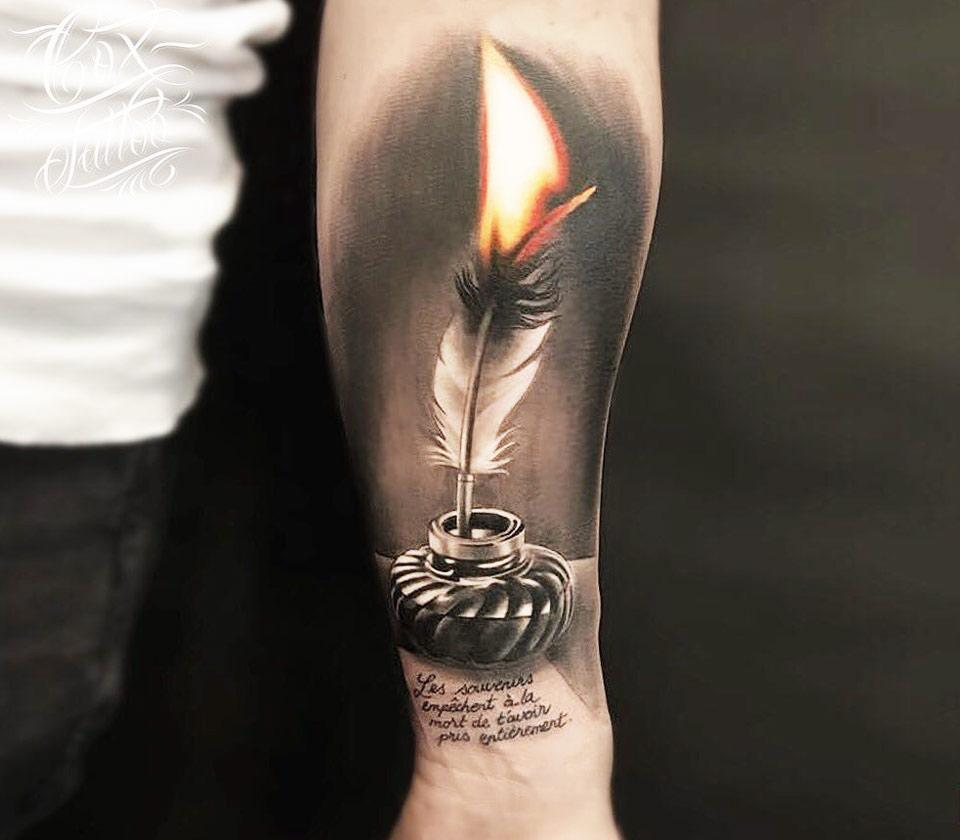 Tattoo photos Gallery. realistic fire feather realistic tattoo art Cox Tatt...