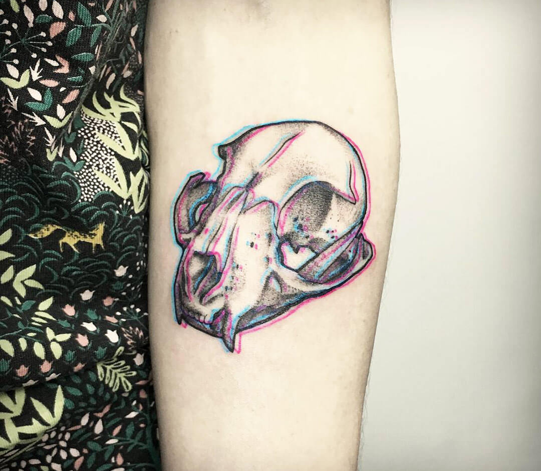 Sweet little raccoon skull by Taylor Buckner at Rosewater Tattoo in  Portland OR  rtattoos