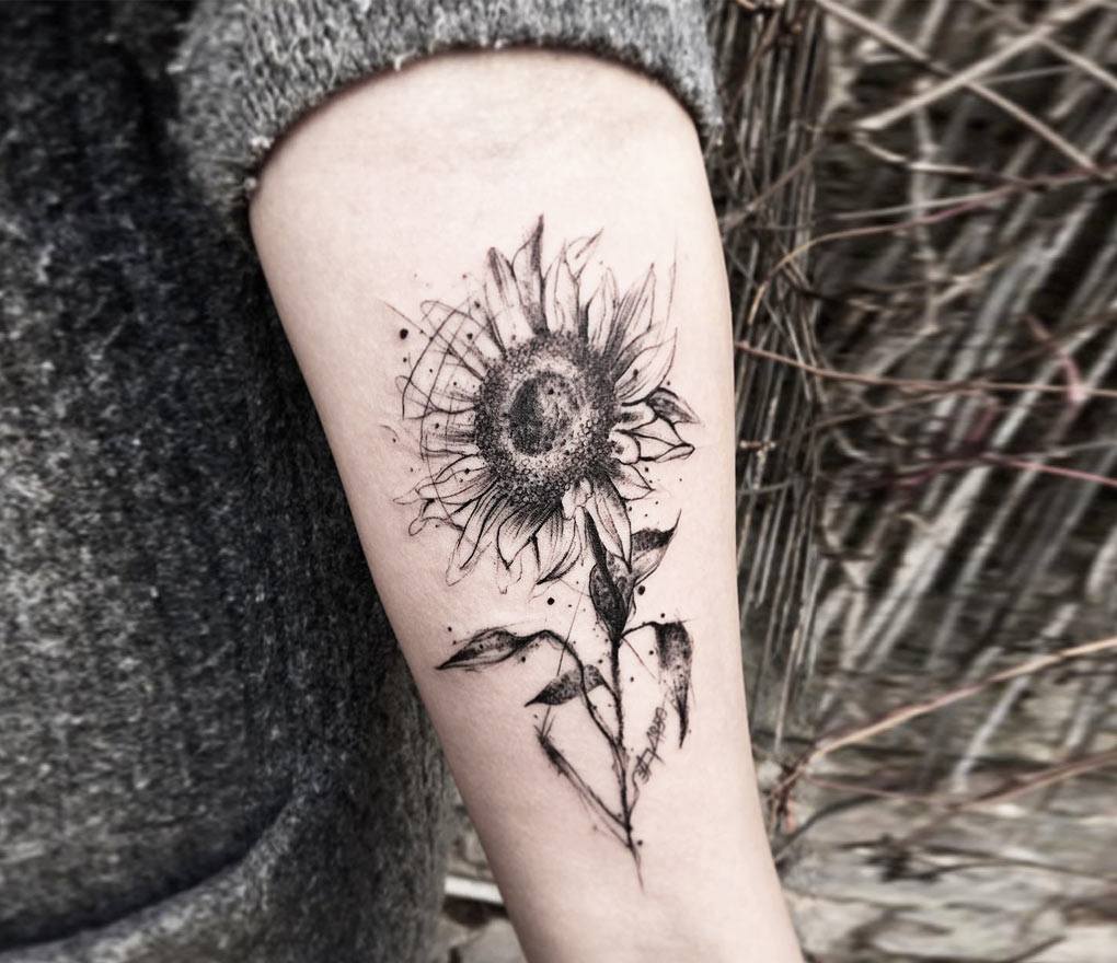 Aggregate 78 sunflower tattoo outline  thtantai2