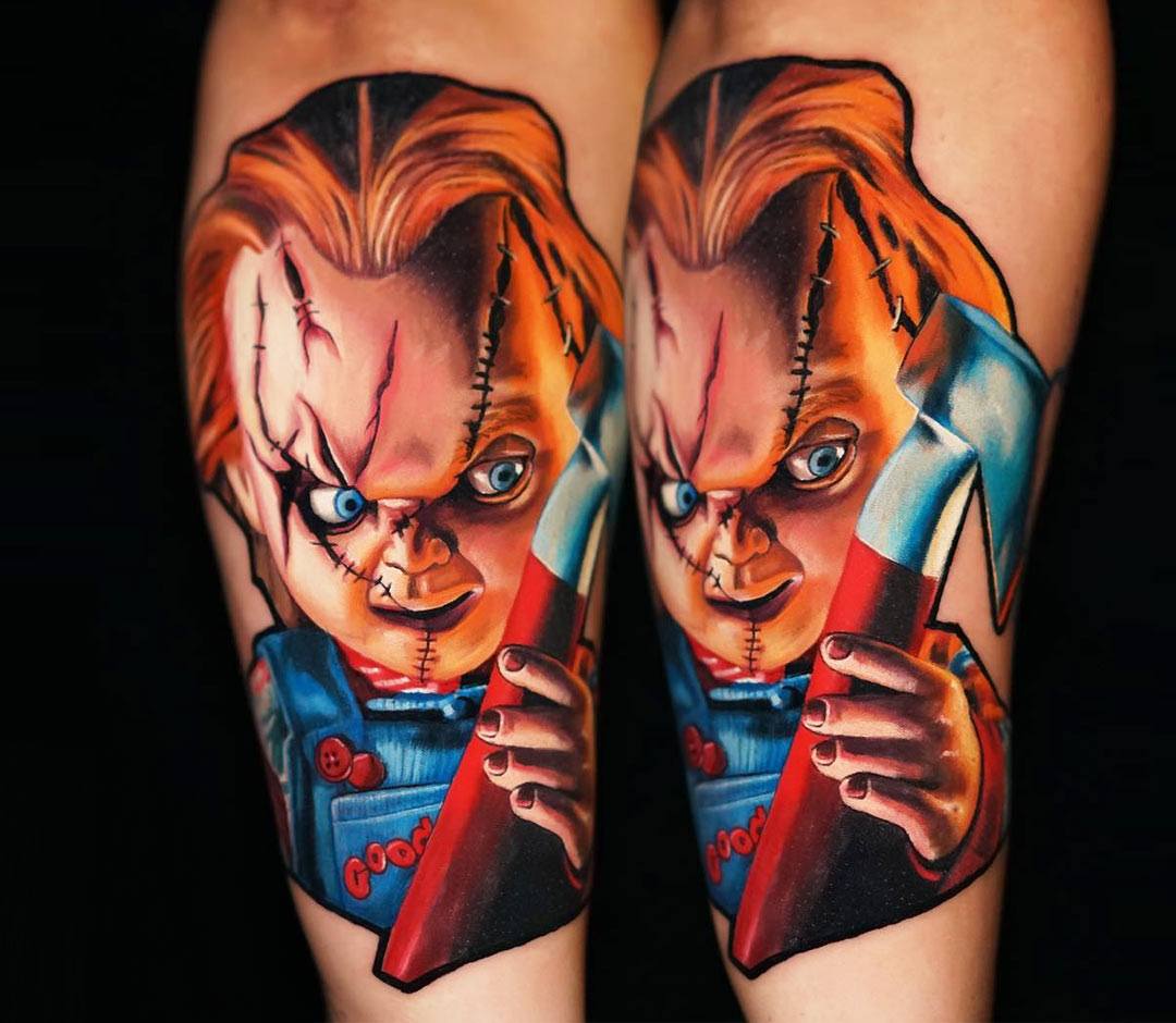 Chucky tattoo by Dave Paulo. 