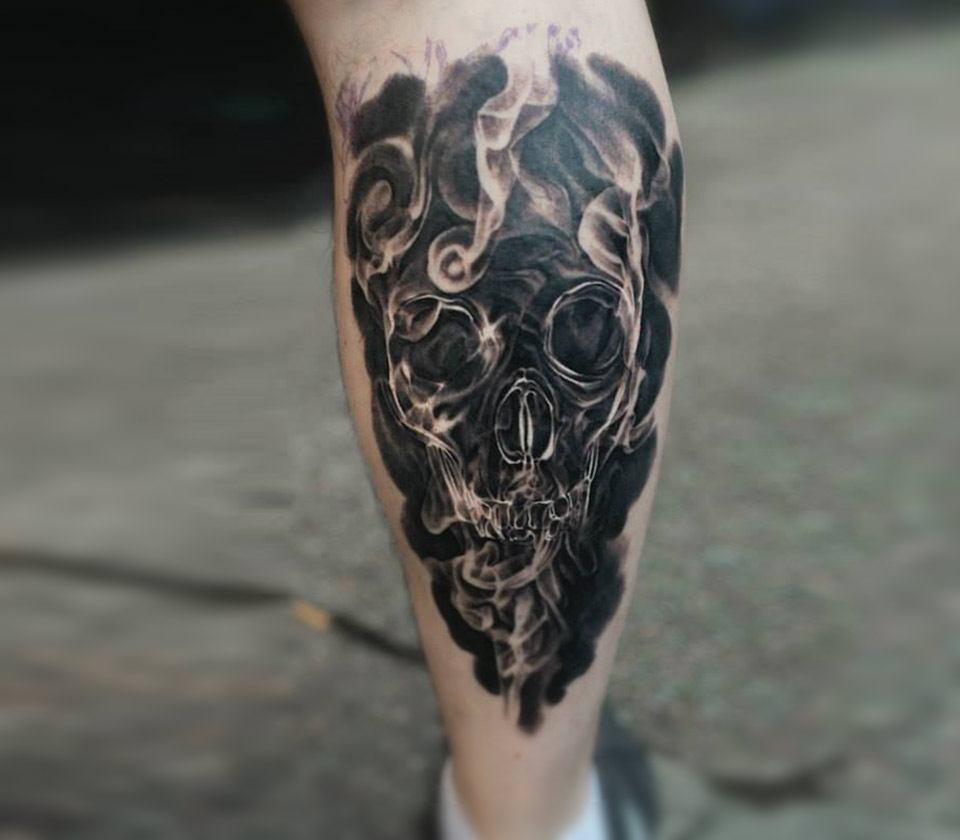 Flying Dutchman Tattoo Studio on Tumblr: Skull & smoke by @aaronhhh •  #blackandgreytattoo #blackandgrey #skull #skulltattoo #tattoo #tattoos # tattooed #tattooart...