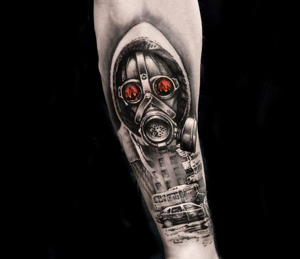 Gas mask tattoo by Dominik Hanus Photo 27432