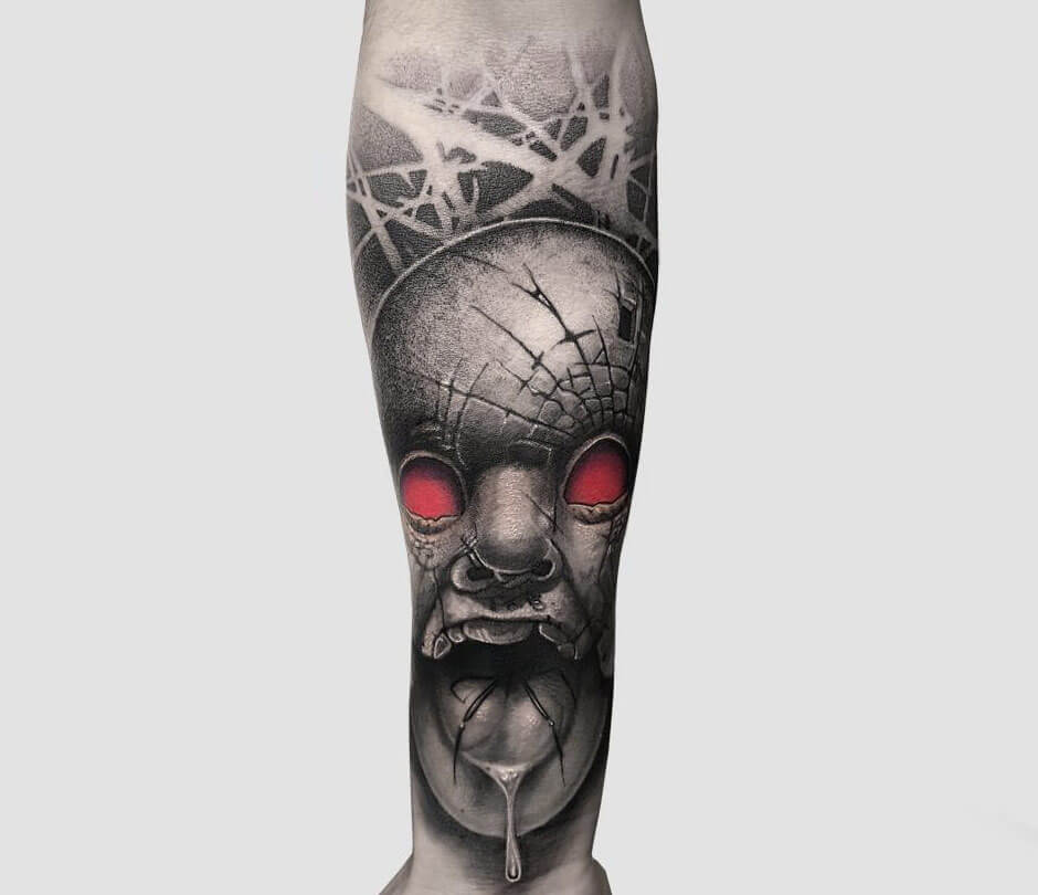 Horror face tattoo by Dominik Hanus Photo 27433