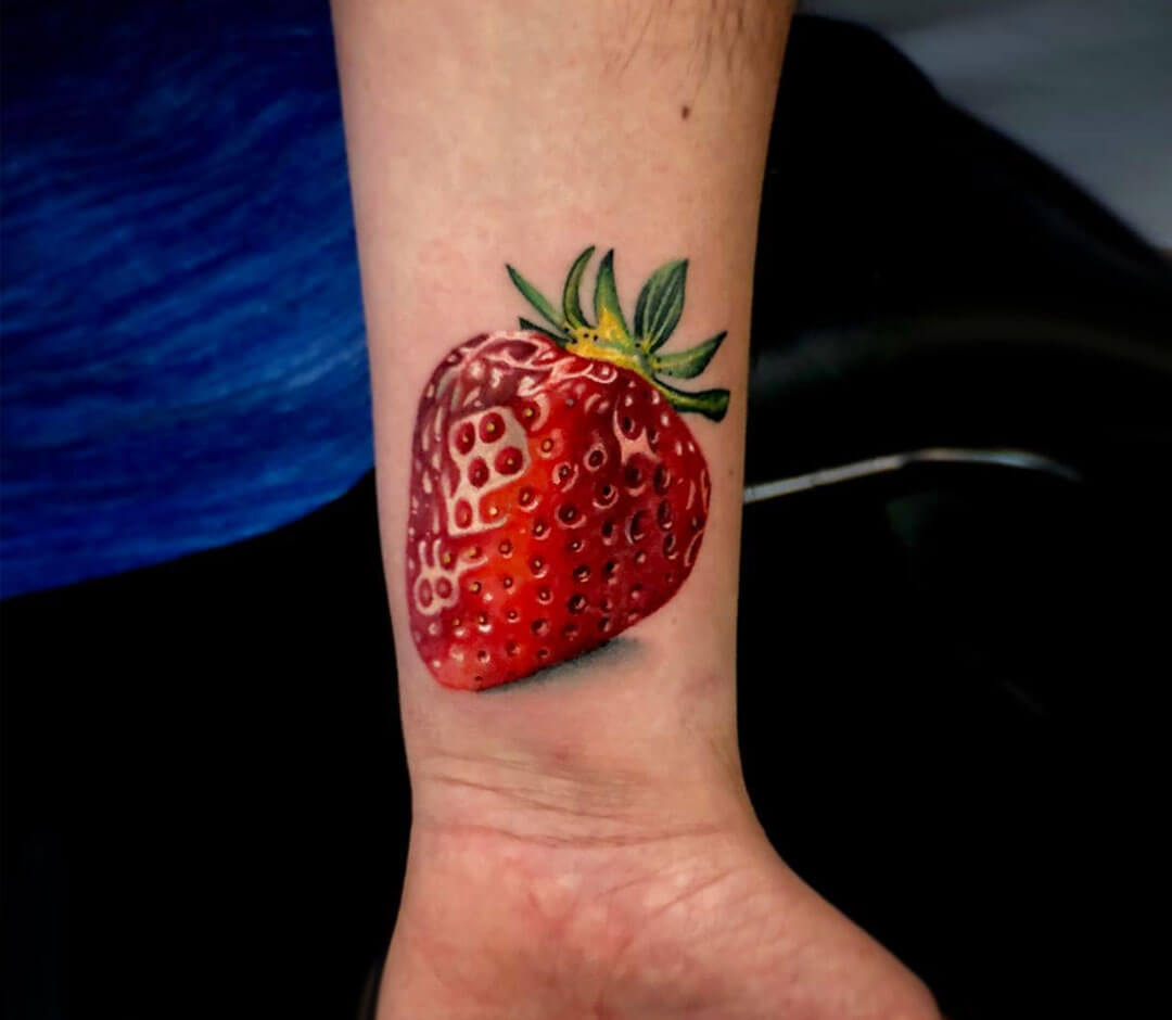 Check out this psychedelic strawberry from the other day. Thanks for the  trust Bobby! . . . . #strawberry #strawberrytattoo #psychedelic ... |  Instagram