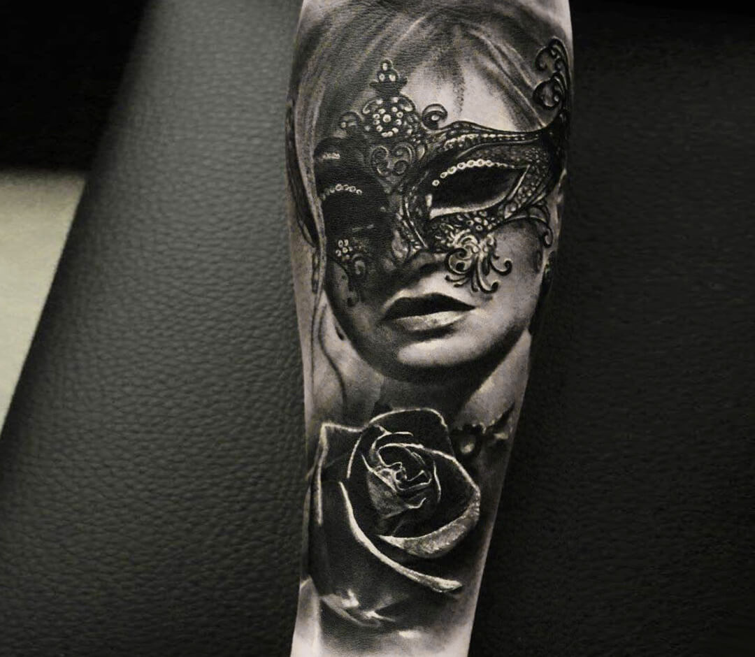 Squared Masquerade Mask Aquarelle tattoo by Adam Kremer  Best Tattoo Ideas  Gallery