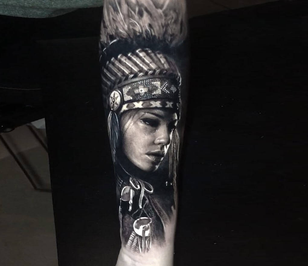 Native American Girl Tattoo By Eliot Kohek Photo 29895