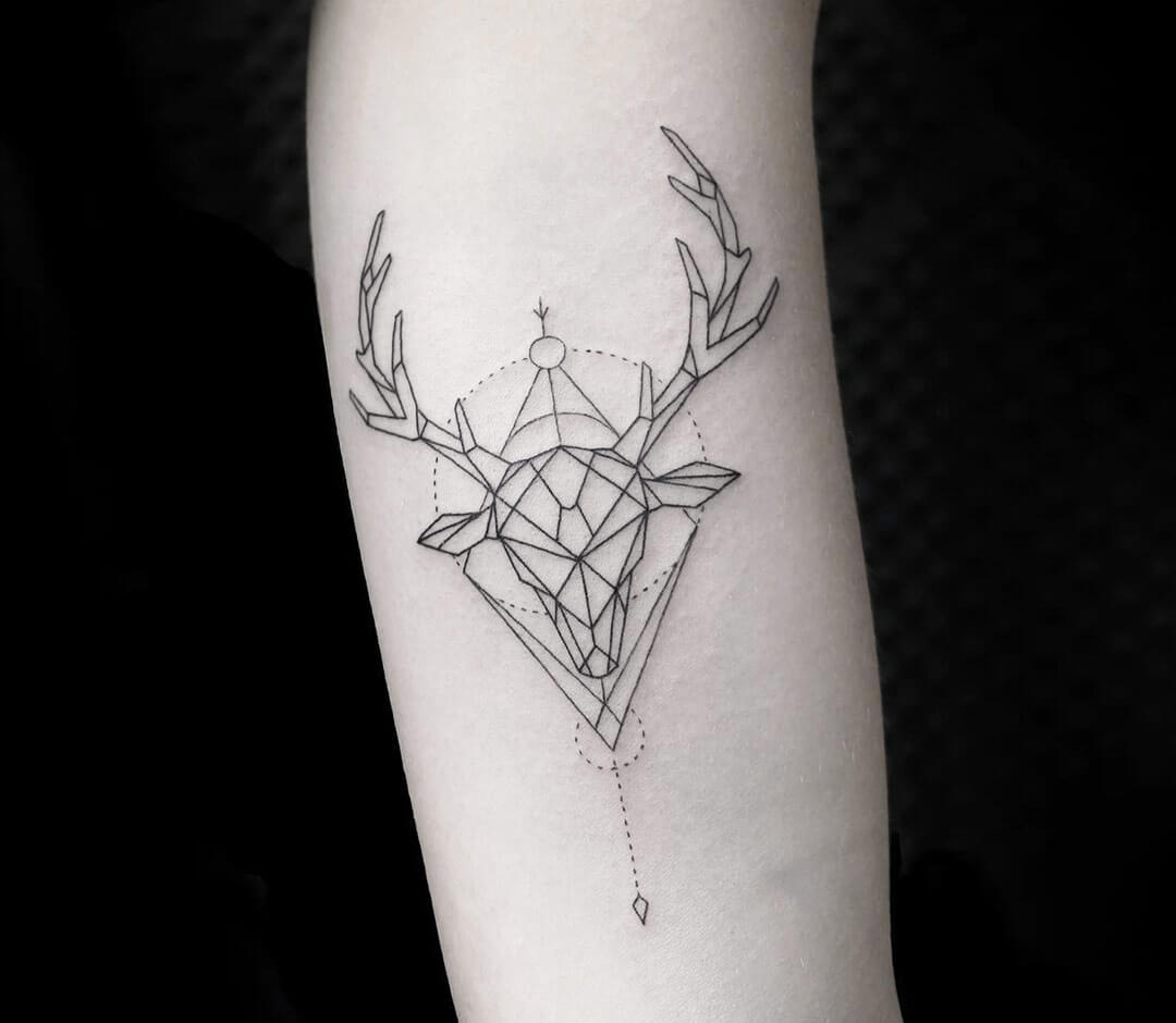 Sacred Stag Geometric Deer Tattoo Style Artwork - Exclusive - Inspire Uplift